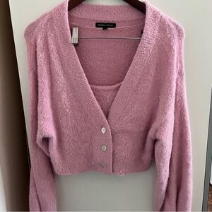 Kendall & Kylie Pink Fuzzy Cardigan & Tank Matching Set Size XS